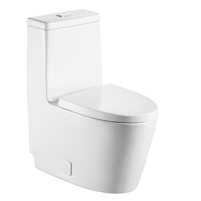 Double flush toilet 1-piece 1.28 GPF white flush toilet, Elongated toilet with seat - Super Arbor