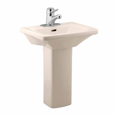RENOVATORS SUPPLY MANUFACTURING Kinde 21-1/2 in. Height Child Pedestal Bathroom Sink in Biscuit Vessel with Overflow - Super Arbor