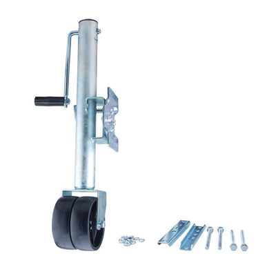 Max Load 2000 lb. Payload Capacity Side Wind Trailer Jack with Dual Wheels and Horizontal Mounts - Super Arbor