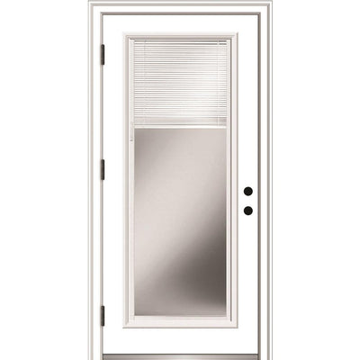 36 in. x 80 in. Internal Blinds Right-Hand Outswing Full Lite Clear Primed Steel Prehung Front Door with Brickmould - Super Arbor