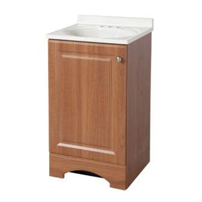 18 in. W Vanity in Golden Pecan with Cultured Marble Vanity Top in White with White Sink - Super Arbor
