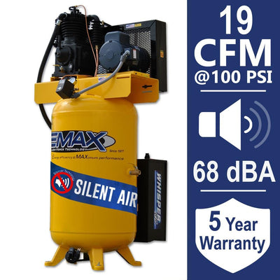 Industrial PLUS 80 Gal. 5 HP 1-Phase Silent Air Electric Air Compressor with pressure lubricated pump - Super Arbor