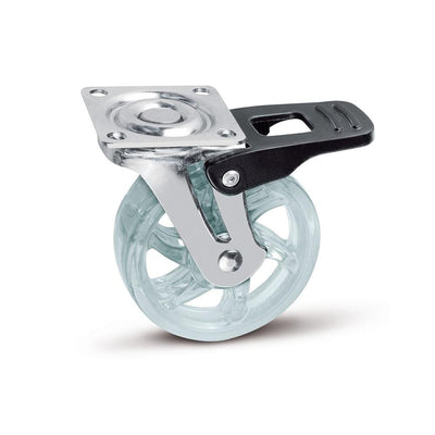 2-15/16 in. Clear Swivel with Brake Plate Caster, 88.2 lb. Load Rating - Super Arbor