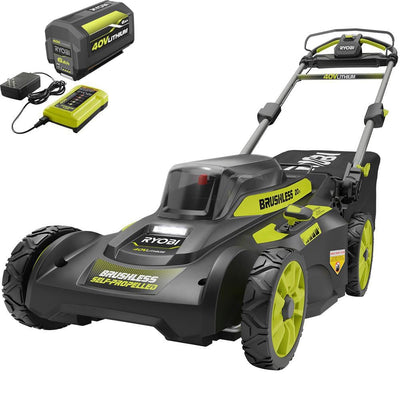 RYOBI 20 in. 40-Volt 6.0 Ah Lithium-Ion Battery Brushless Cordless Walk Behind Self-Propelled Lawn Mower with Charger Included - Super Arbor