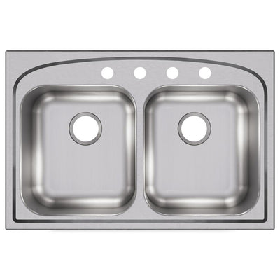Pergola Drop-In Stainless Steel 33 in. 4-Hole Double Bowl Kitchen Sink - Super Arbor