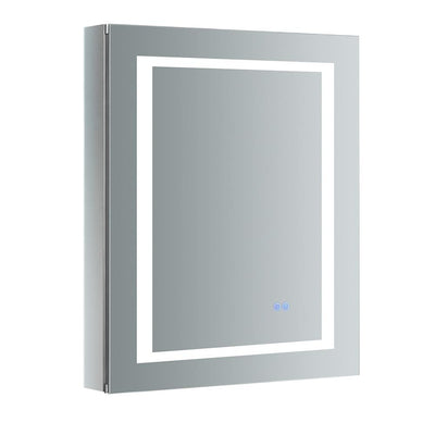 Spazio 24 in. W x 30 in. H Recessed or Surface Mount Medicine Cabinet with LED Lighting, Mirror Defogger and Left Hinge - Super Arbor
