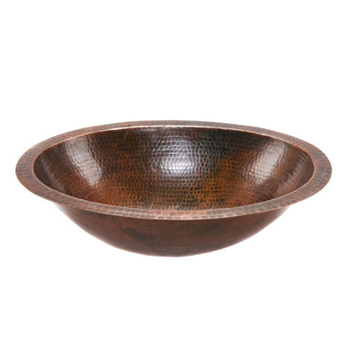 Premier Copper Products Under-Counter Oval Hammered Copper Bathroom Sink in Oil Rubbed Bronze - Super Arbor