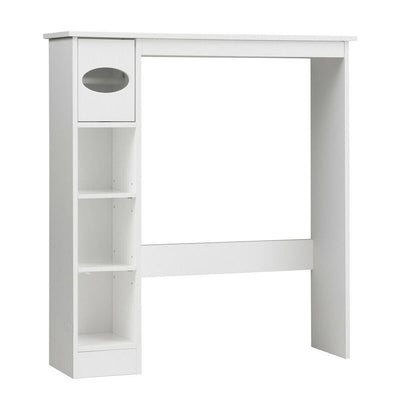 8 in. W Wooden Toilet Storage Cabinet Bathroom Shelves with Paper Drawer in White - Super Arbor