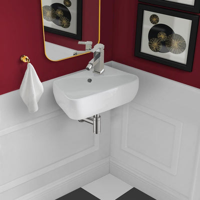 Swiss Madison Plaisir 18 in. x 11 in. Ceramic Wall Hung Vessel Sink with Right Side Faucet Mount in White - Super Arbor