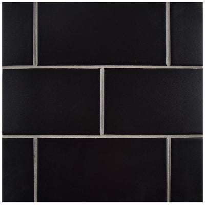Merola Tile Projectos 7-3/4 in. x 3-7/8 in. Preto Matte Ceramic Subway Floor and Wall Subway Tile (11.46 sq. ft. / case) - Super Arbor