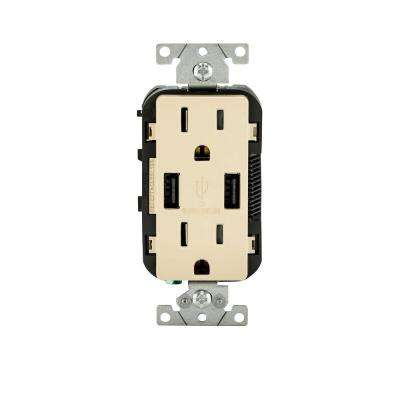 Leviton 
    3.6A USB Dual Type A In-Wall Charger with 15 Amp Tamper-Resistant Outlets, Ivory - Super Arbor