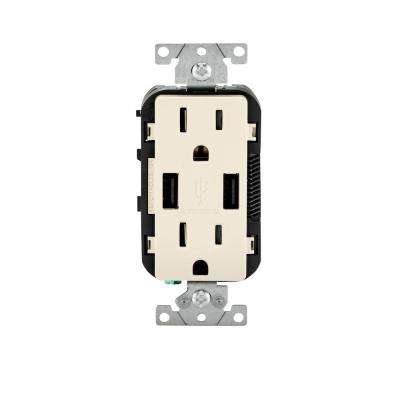 Leviton 
    3.6A USB Dual Type A In-Wall Charger with 15 Amp Tamper-Resistant Outlets, Light Almond - Super Arbor