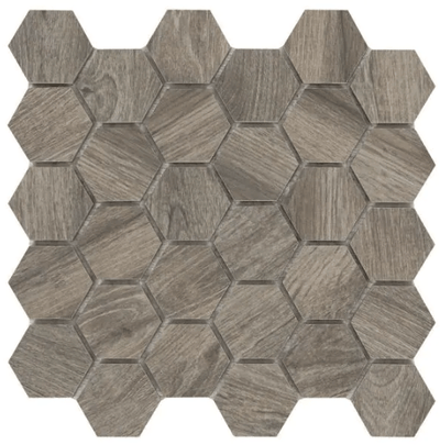 Shadow Wood Hexagon 12 in. x 12 in. x 8mm Glazed Porcelain Mosaic Floor and Wall Tile (0.83 sq. ft. / piece)