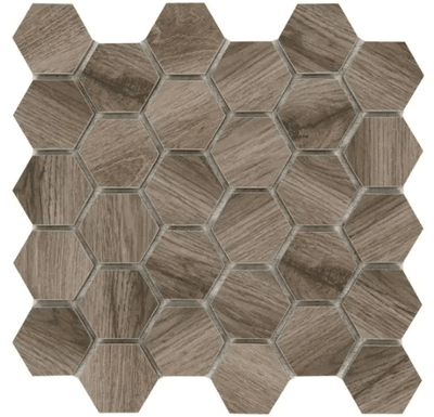 Sierra Wood Hexagon 12 in. x 12 in. x 8mm Glazed Porcelain Mosaic Floor and Wall Tile (0.83 sq. ft. / piece)